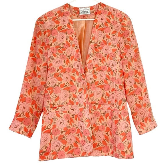 Vintage 80s Pendleton Skirt Womens Size 6 Small Midi Floral Orange Made In USA - Picture 6 of 11